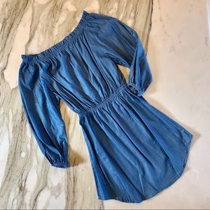 Off-the-Shoulder Chambray Mini Dress by Mia
